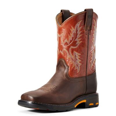 Ariat Western: WorkHog Wide Square Toe Botas Western Niños - Marrones Oscuro / Cobra (XDAOL6971)